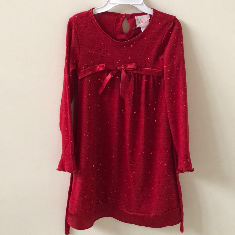 Girls Holiday Dress in Red Sparkles